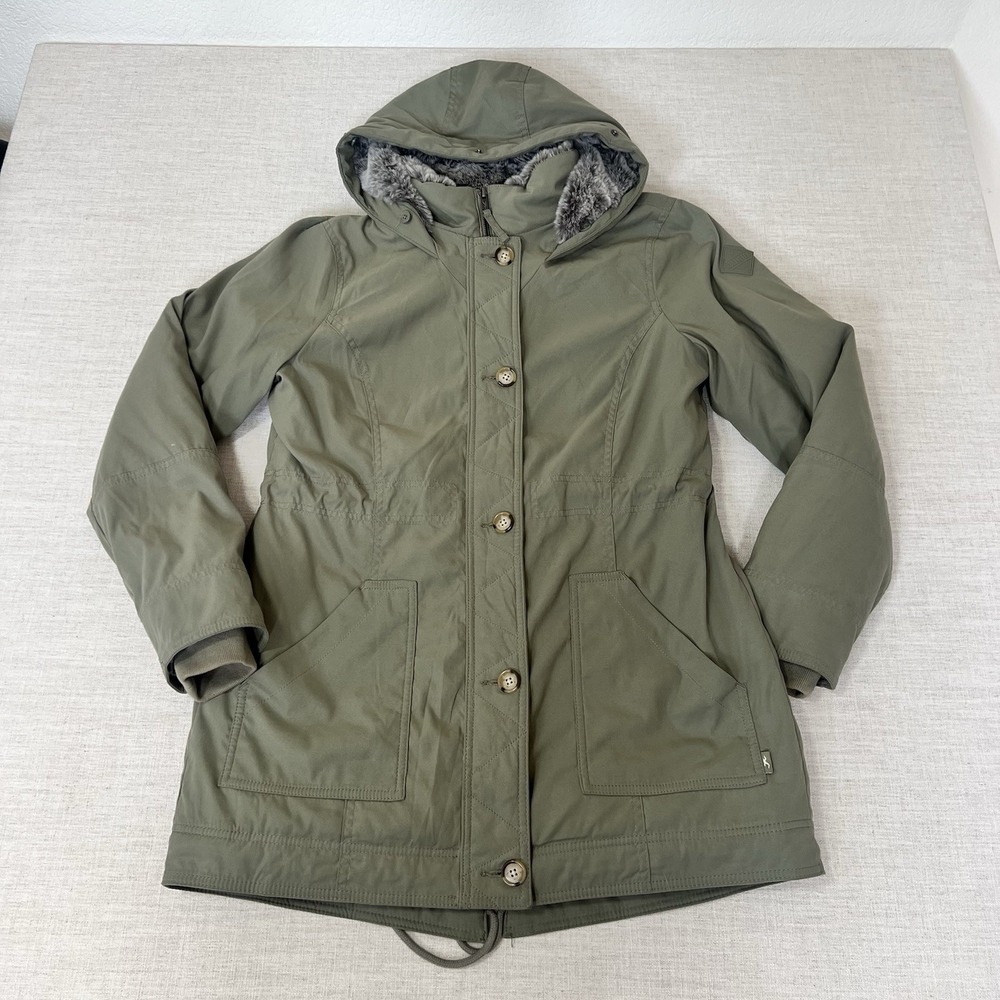 Hollister Heritage Collection Women's Large Olive Green Faux Fur Lined Parka